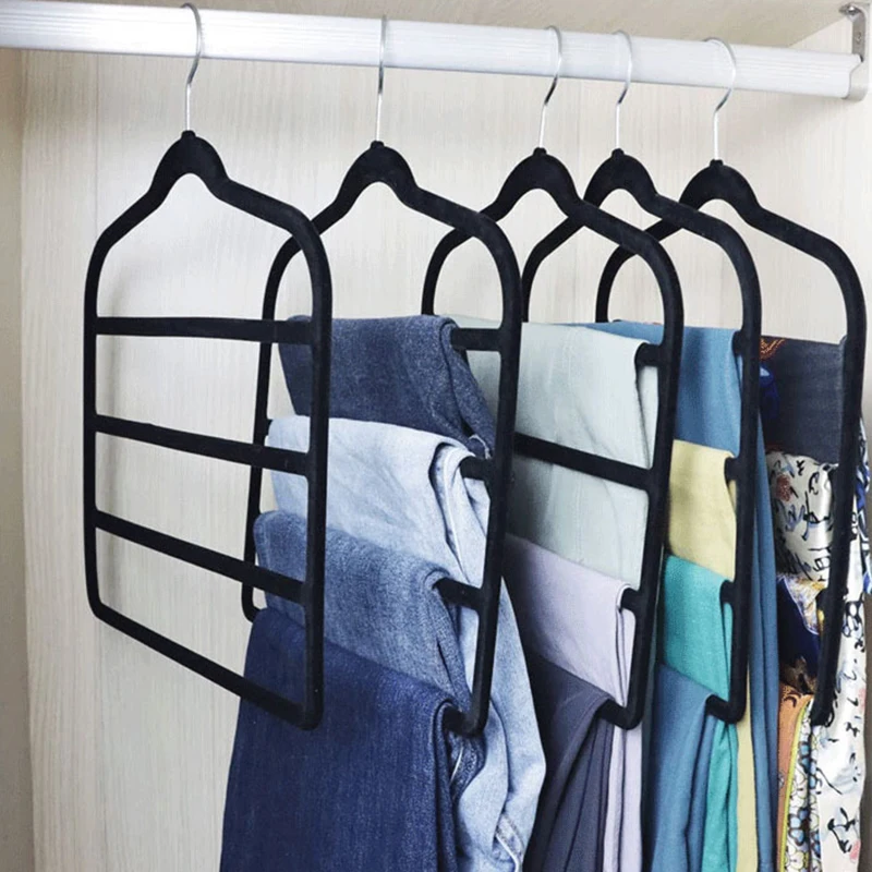 1pc Velvet Pants Rack Space Saving Non-slip Pant Rack Jeans Hanger For Home Accessories Pant Hanger Home Clothing Storage