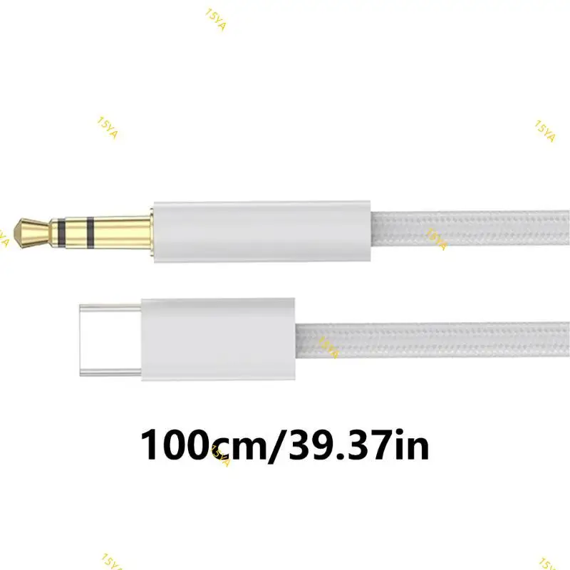 

15YA 1m Length Nylon Braided Type C to 3.5mm Cable Wire for Car And Home Use