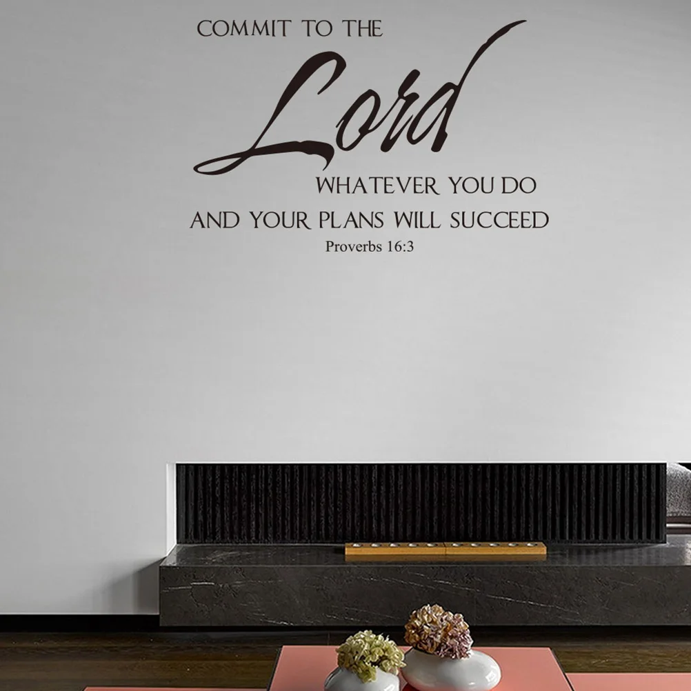 ملصق حائط مع آية الكتاب المقدس ديكور الكتاب المقدس ، أقتبس الأمثال ، التزم بالرب ، كل شيء سوف ، 16