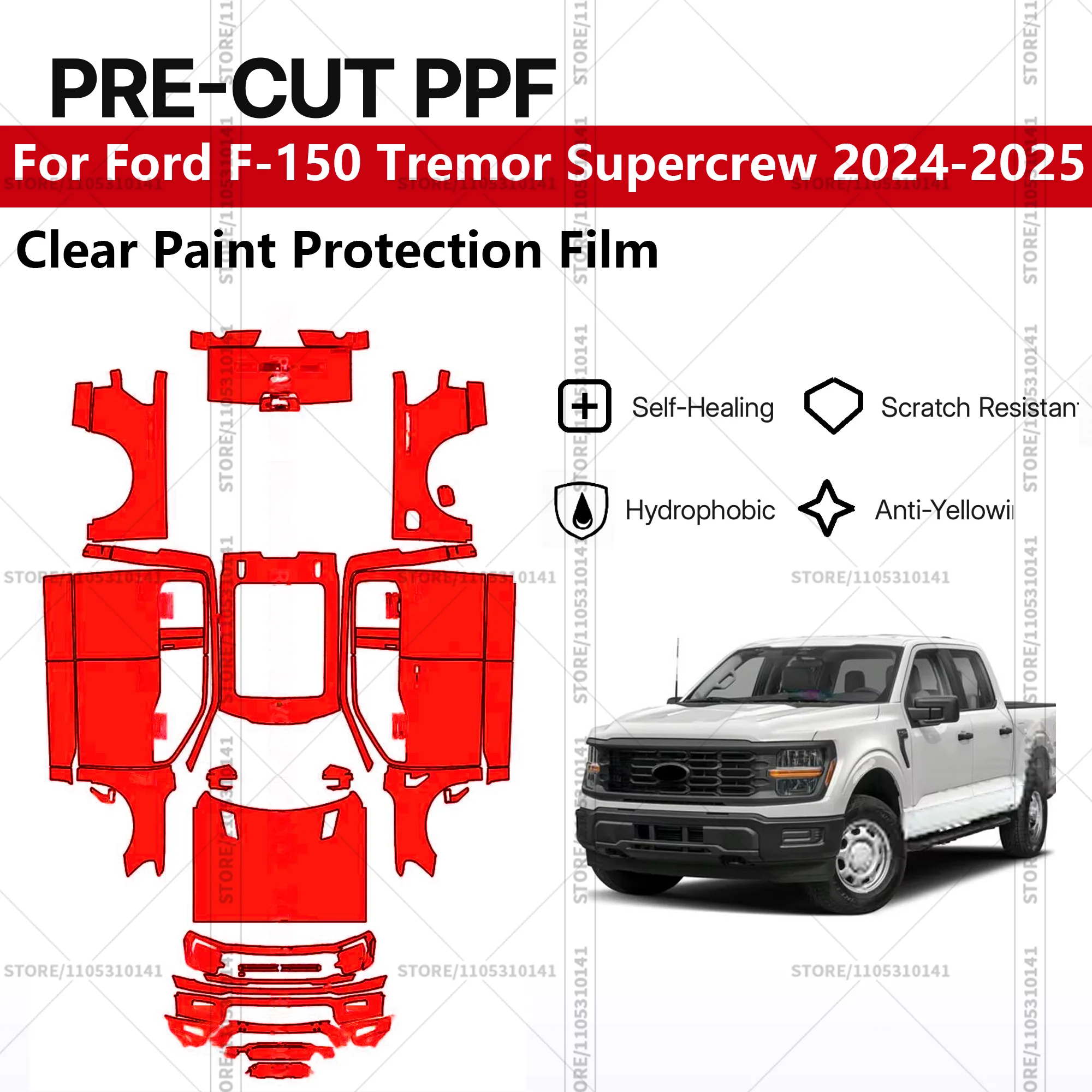 

Pre-Cut Paint Protection Film PPF Transparent Car Film Professional Automotive PPF For Ford F-150 Tremor Supercrew 2024-2025