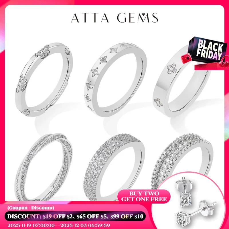 

ATTAGEMS Новые кольца с муассанитом D VVS1, серебро 925 пробы, белое золото 18 карат, женское и мужское обручальное кольцо, обручальное кольцо, вечерние ювелирные изделия, подарки