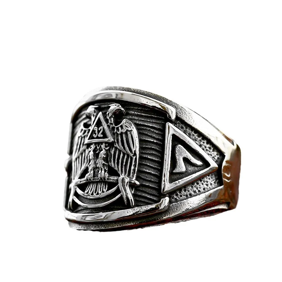 

5 pcs Antique Silver Number 32 Degree Stainless Steel Animal Owl Rings Jewelry Hiphop Freemason Ring for Men Boy