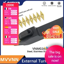 1pc MVVNN1616K16 MVVNN2020K16  MVVNN2525M16 External Triangul Turning Tool Holder VNMG16 Carbide Inserts Lathe Cutting Tools Set