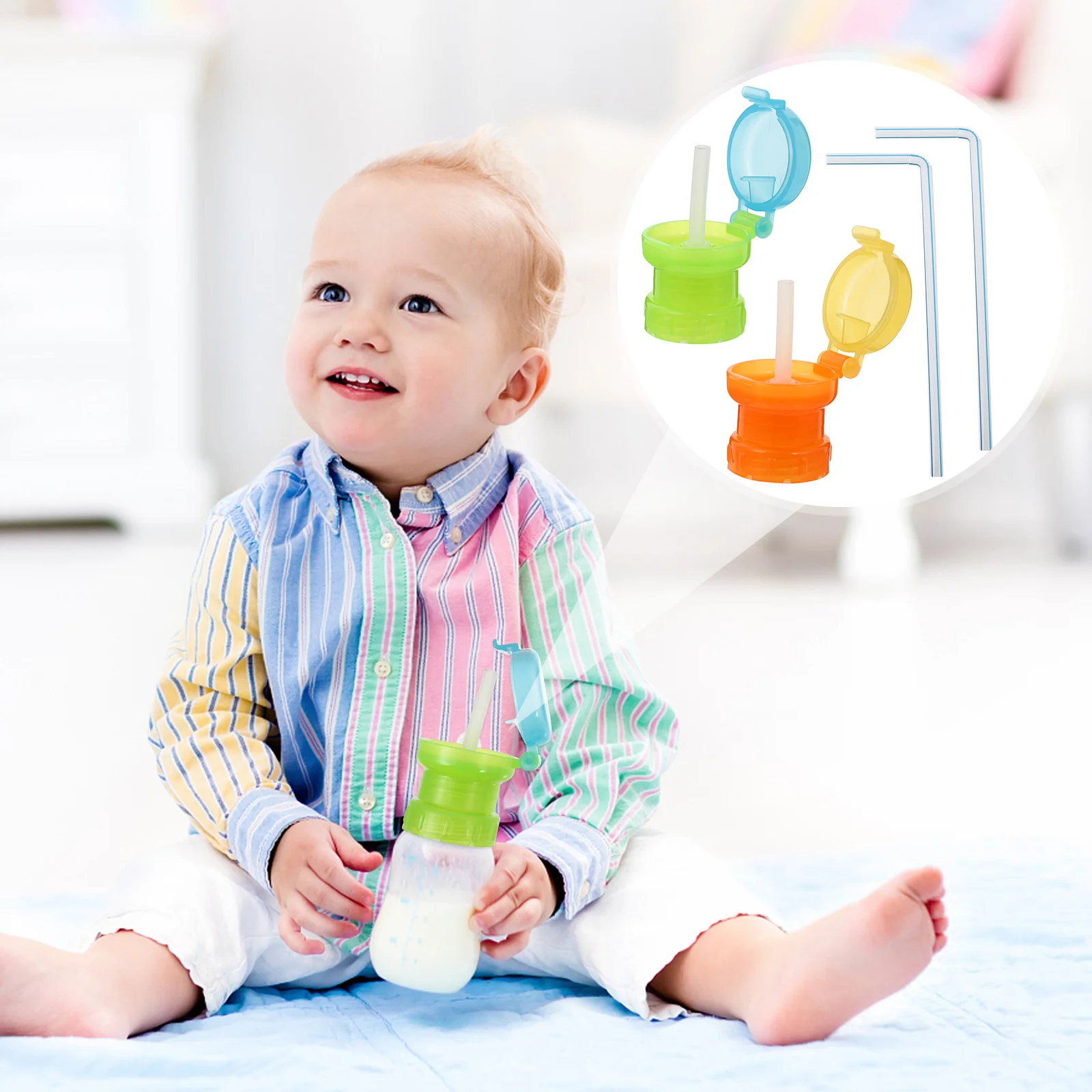 

2 шт., крышка для бутылки с водой, прочная пластиковая герметичная соломенная крышка для малышей, детские принадлежности, чашка-непроливайка, крышка для бутылки