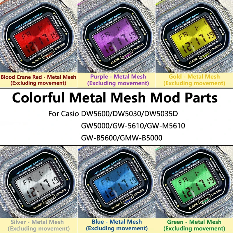 Polarized Film + Color Metal Mesh Parts Red Screen Color Mod For Casio DW5600 GW-M5610 GW-B5600 GMW-B5000 Blood Hawk Watch Dial