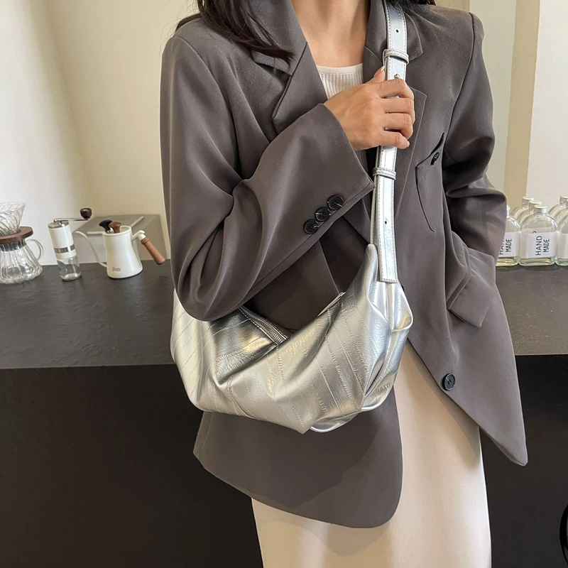 Silver Small Shoulder Bags For Women 2024 Y2K Korean Fashion Trend Females Crossbody Hobo Bag Lady Y2K Handbags And Purses