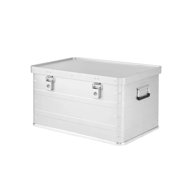Large Waterproof Aluminum Storage Box With Lock, Moistureproof Outdoor Camping Container Car Travel Storage Case
