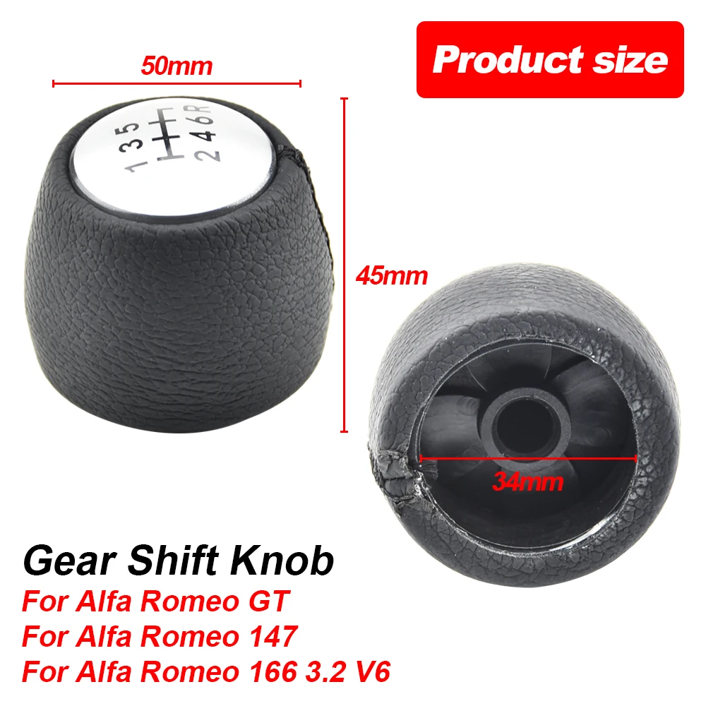 

6 Speed Manual Gear Shift Knob Handball for Alfa Romeo GT 147 166 PU Leather