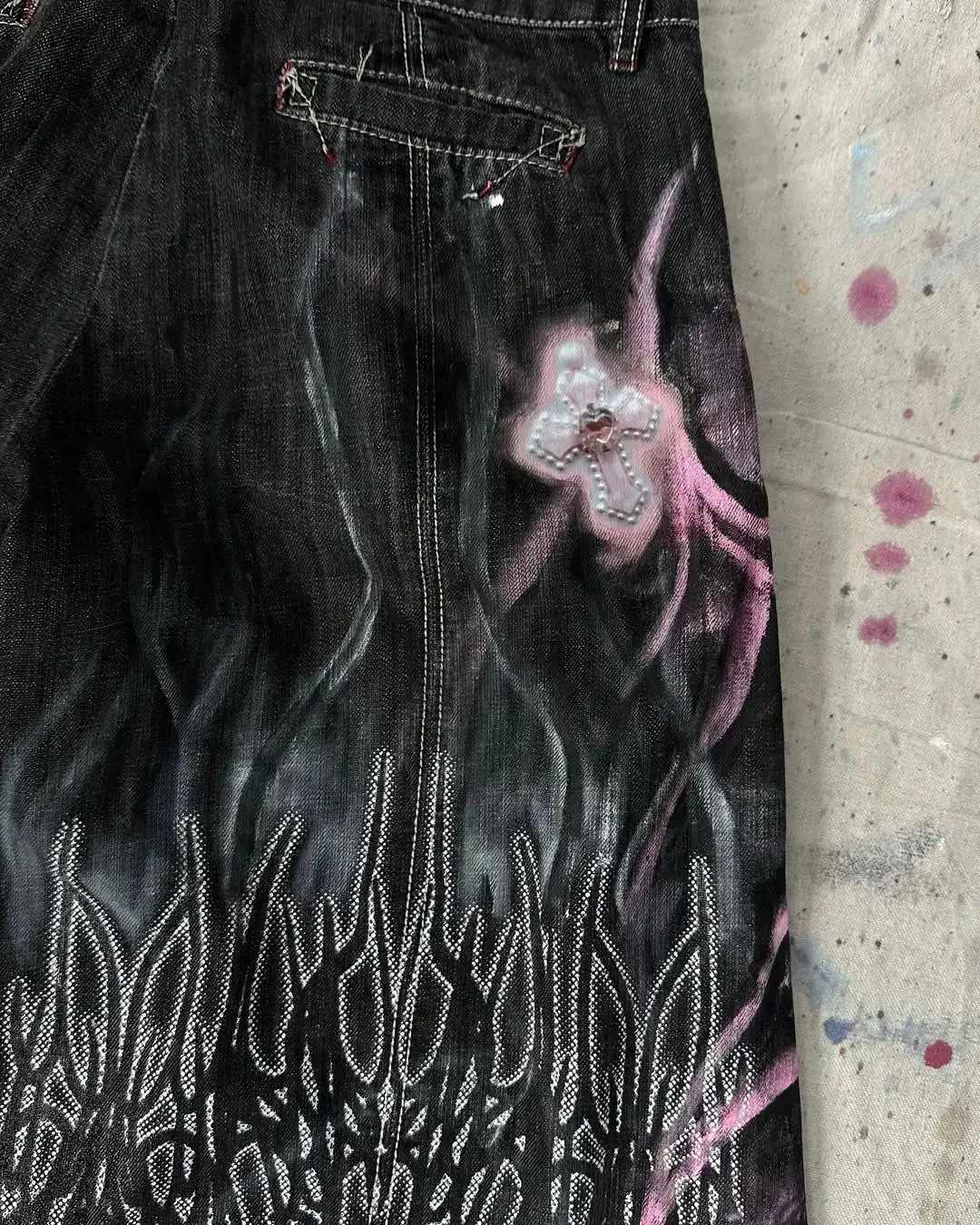 أمريكا الشارع شعبية الجينز Y2K جديد خمر السراويل المتوسطة النساء الهيب هوب موضة Harajuku الشرير فضفاض عالية الخصر بنطال ذو قصة أرجل واسعة #6