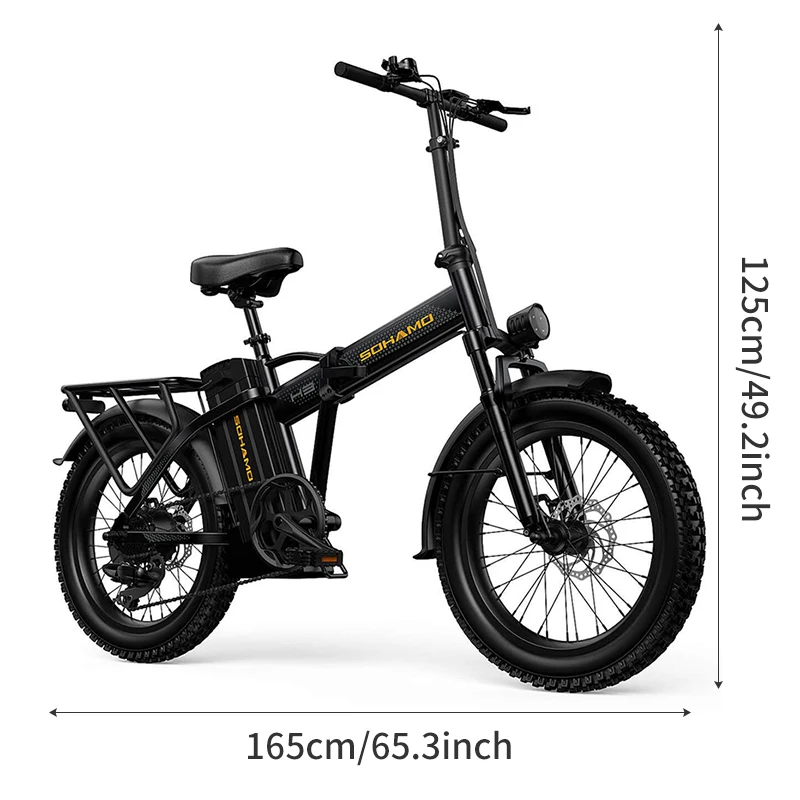 SOHAMO  Electric Bicycle Ebike Folding Road Adult 7-speed Electric Bike 48V15AH Commuter Mountain Ebike