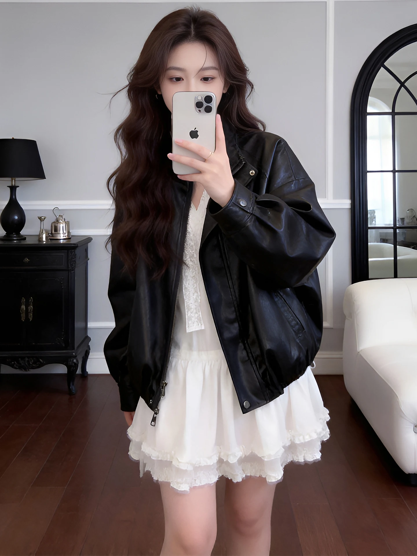 

Spring Autumn Loose Fit Short Black Jacket Vest Dress Set Women's Fashion Casual Style High Waist Short Skirt Included