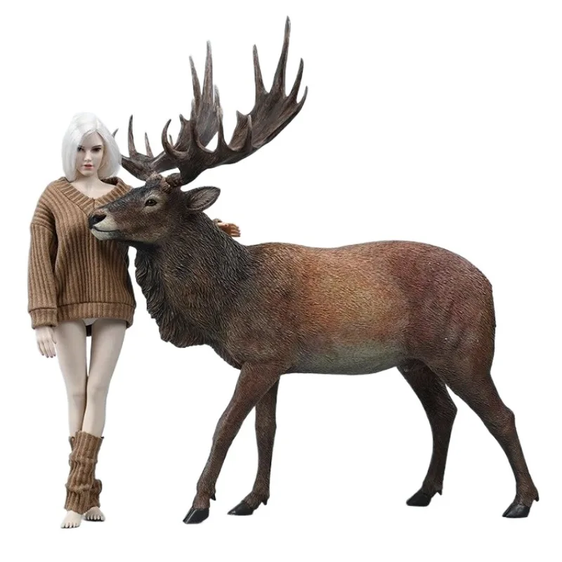 Modelo de reno, simulación de ciervo con cuernos, figuras periféricas de animales salvajes, muñecas de moda, adornos para el hogar