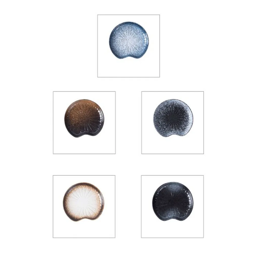 

Ceramic Tableware Food Serving Plate Fish Salad Dishes Lotus Leaf Pattern Snack Tray Plate for Restaurant (5 Inches Dark )