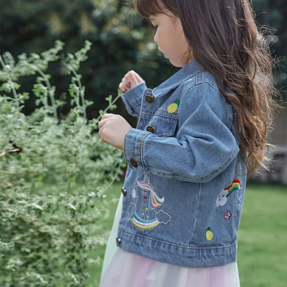 LOlanta Toddler Girls Denim Jacket Sequin Patchwork Jean Jacket Little Kids Button Down Long Sleeve Jean Coat Casual Outerwears