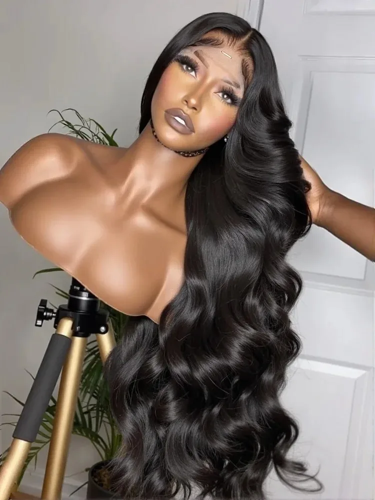 

Черный парик с объемной волной, кружевной передний парик 13x4 HD, прозрачный кружевной фронтальный парик, бесклеевой синтетический парик, готовый к ношению, предварительно выщипанные pelucas