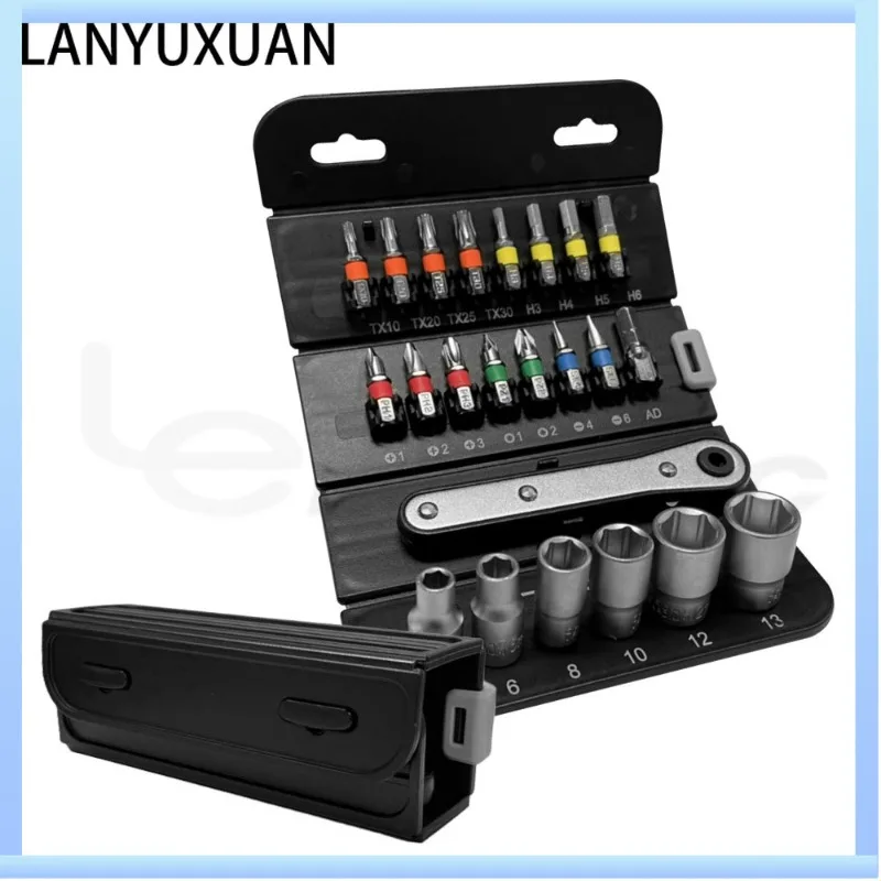 

23 шт. 1/4 "DR мини-набор головок, отвертки, адаптер, набор ручных инструментов, Тайваньский ремонтный магазин или дом, набор бытовых инструментов, 23 шт.