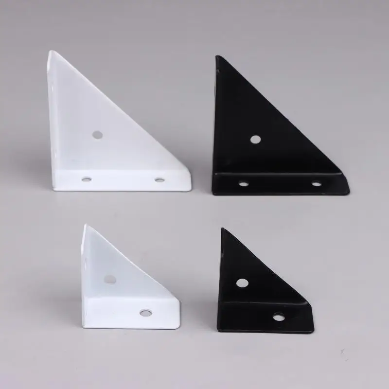 4PCS Right Triangle Corner Supports White Black Wooden Furniture Corner Connector Fasteners Suitable For Beds Cabinets