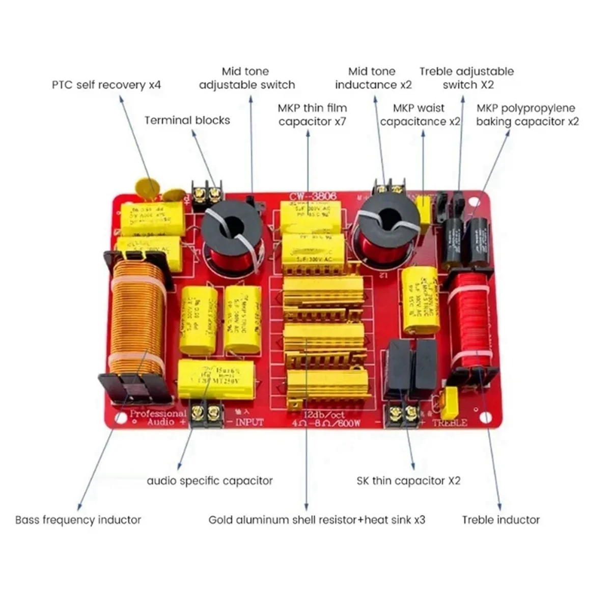 HHTL Frequency Divider Card Box High-Power High-Fidelity High-Middle-Low Three-Way Sound Divider