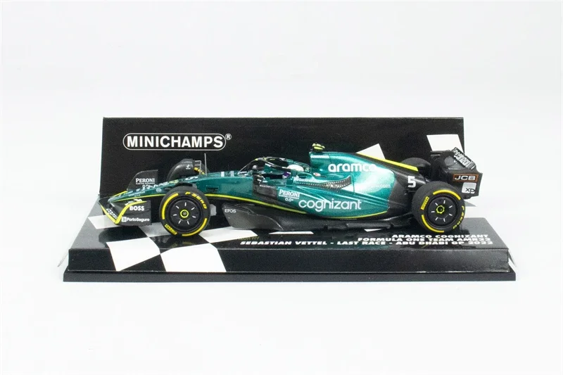 MINICHAMPS 1:43 2022 F1 AMR22 #5 S.VETTEL LAST RACE ABU DHABI GP 2022 Racing Model Car