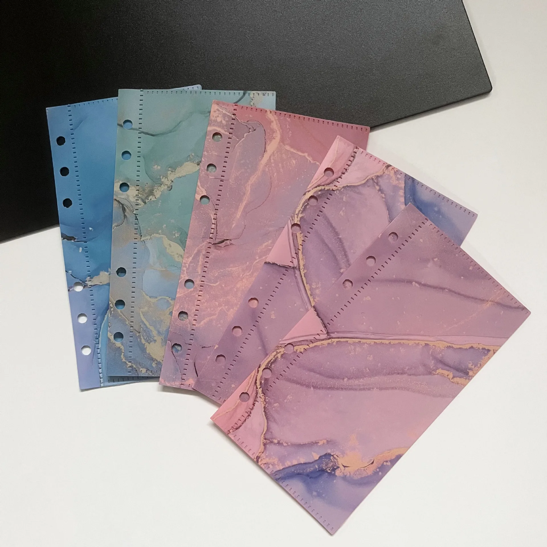 A6 Colrful Pink Black Binder Pockets Binder Folders for Notebook Divider Page Waterproof PVC Leaf Document Filing Bag