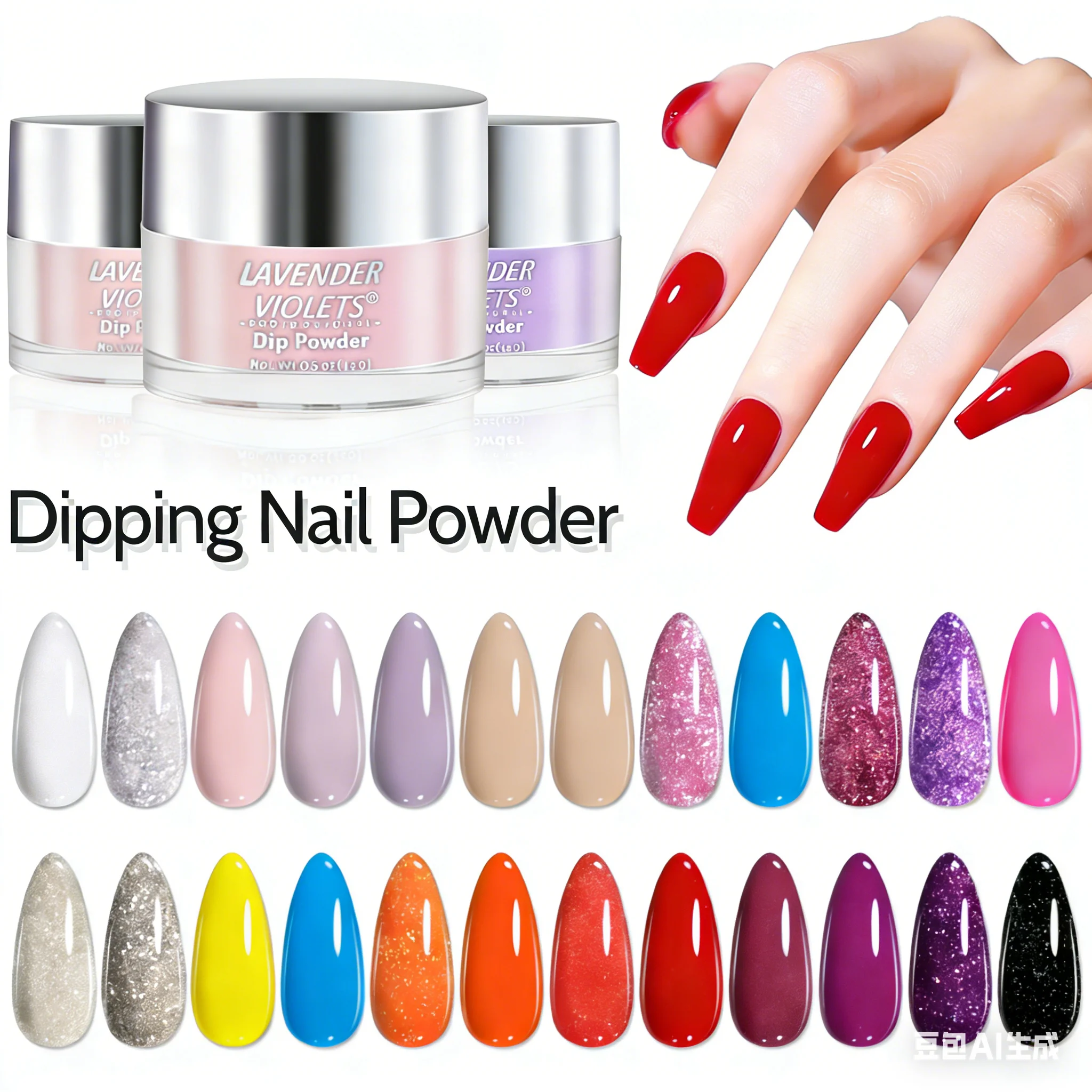    0,5 oz/14 g multi-kleuren dip poeder sprankelende nagel glitter luchtdroge Franse nail art decoratie manicure - afbeelding 2