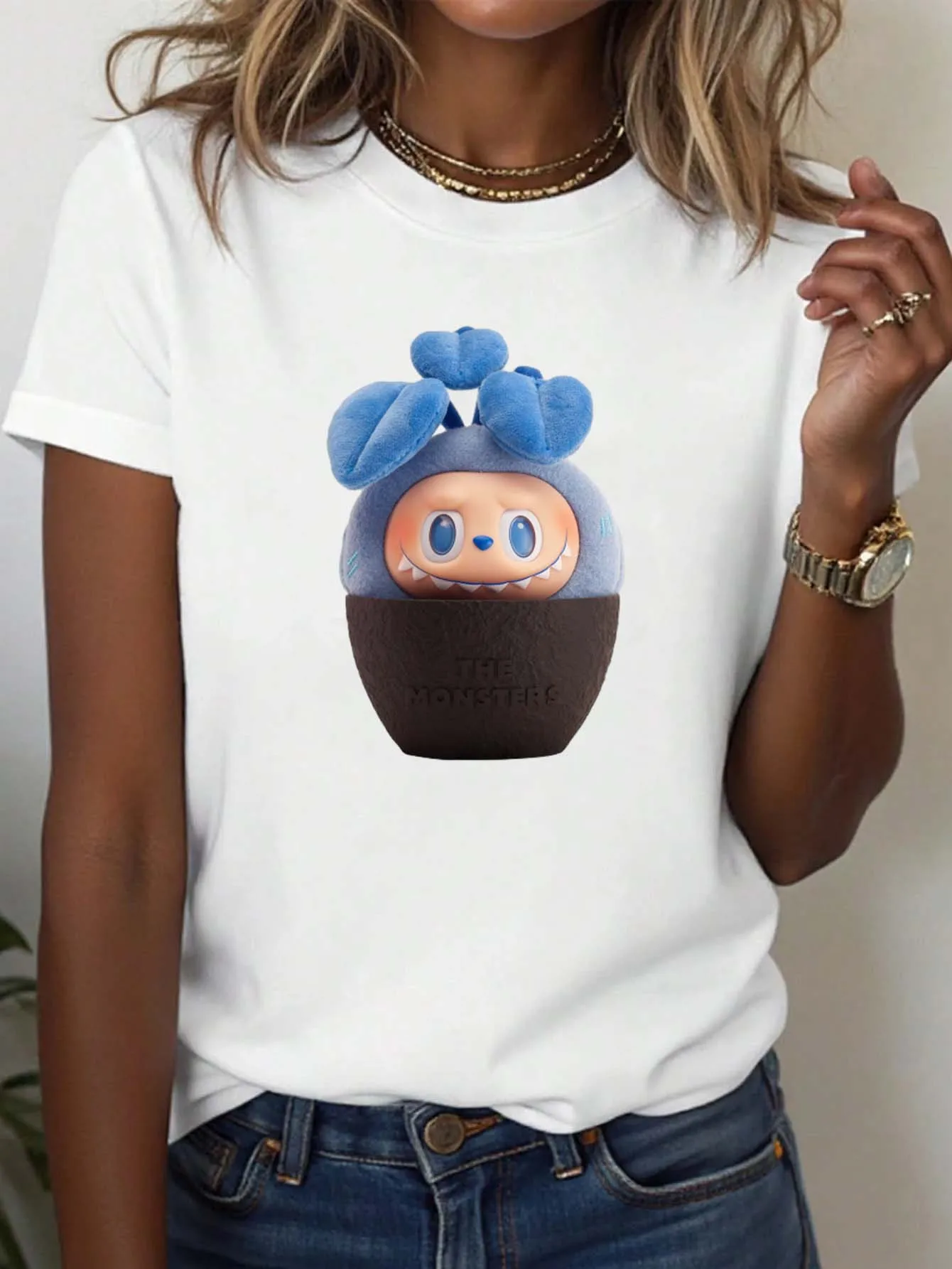 

“Bulala Blue Plush Monster: Cute, pot - placed, fluffy design—whimsical style for Bulala T - shirts.”