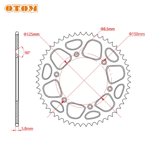 Задняя звездочка для мотоцикла OTOM 52T для KTM HUSQVARNA EXC XCW MXC EXCF SXF XCF XCFW 125 250 300 350 450 520 525