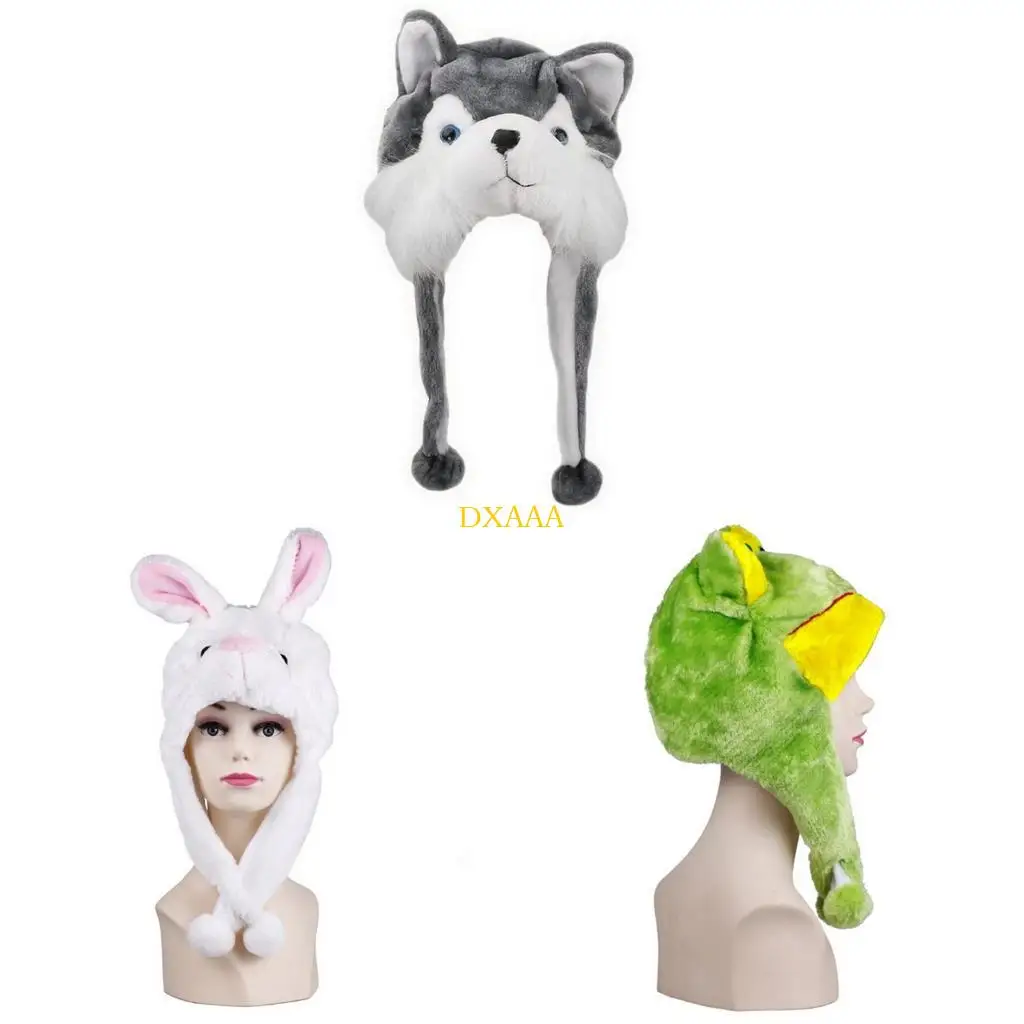 DXAA Plush Hat Super Warm With Ear Flaps Funny Party Stuffed Animal Toy Winter Cap