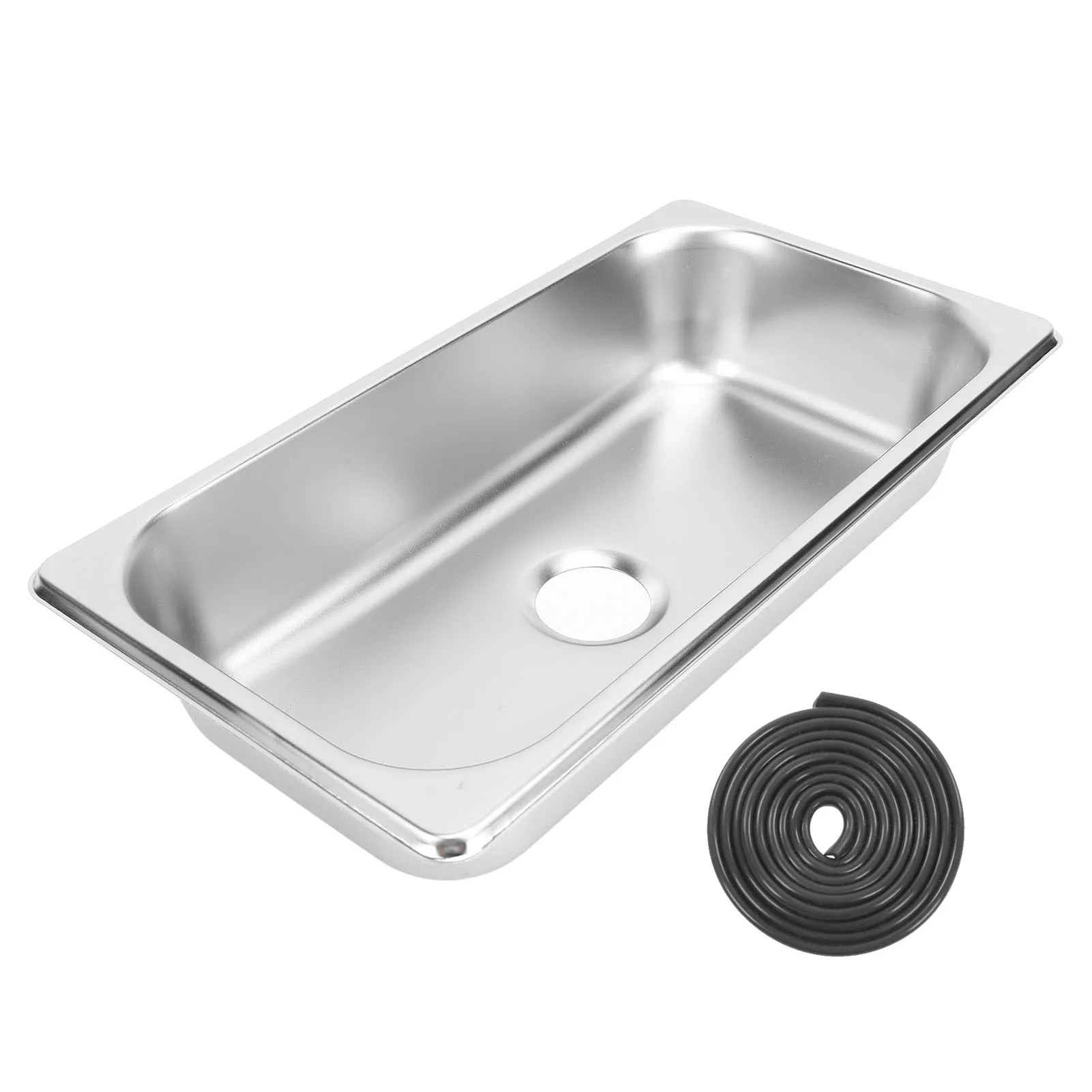 

RV Sink 304 Stainless Steel 12.8x6.93x2.56in Embedded Hand Washing Basin Sink with 40mm Drain Outlet for Boat Caravan Motorhome