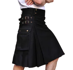 Mens Skirt Vintage Kilt Scotland Gothic Punk Fashion Kendo Pocket Skirts Scottish Clothing Casual Autumn Mens Streetwear New