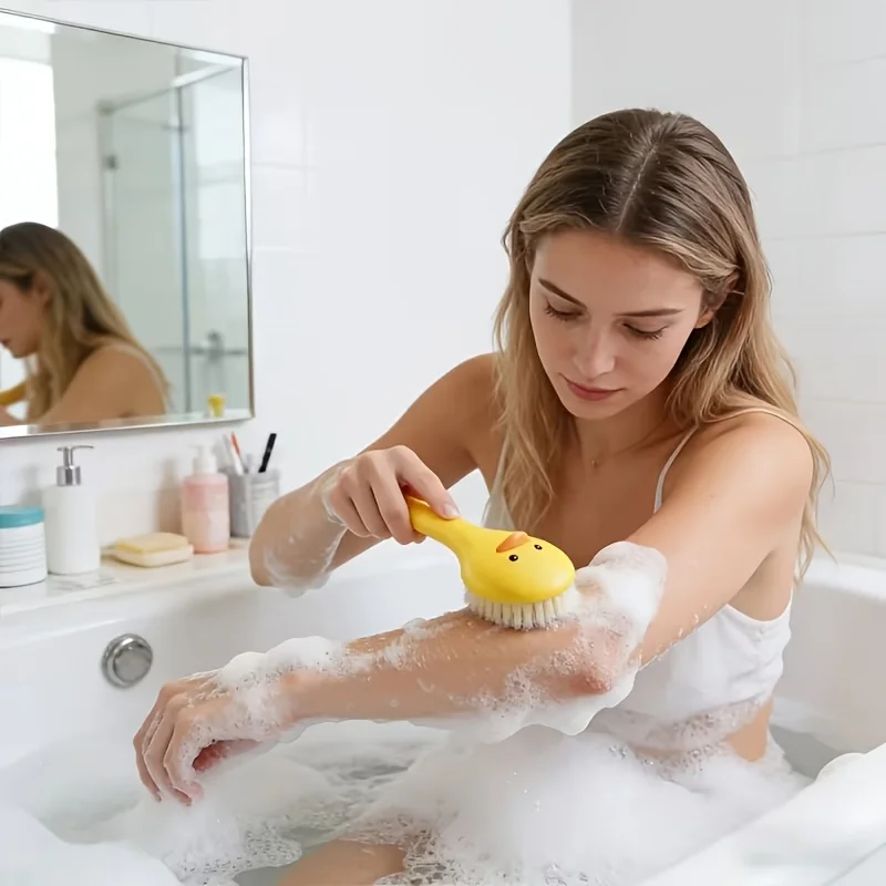 2pcs Heavy-Duty Long Handle Bath Brush Suitable for All Skin Tones - Soft Bristle Exfoliating  Brush with Hygienic MaterialBack