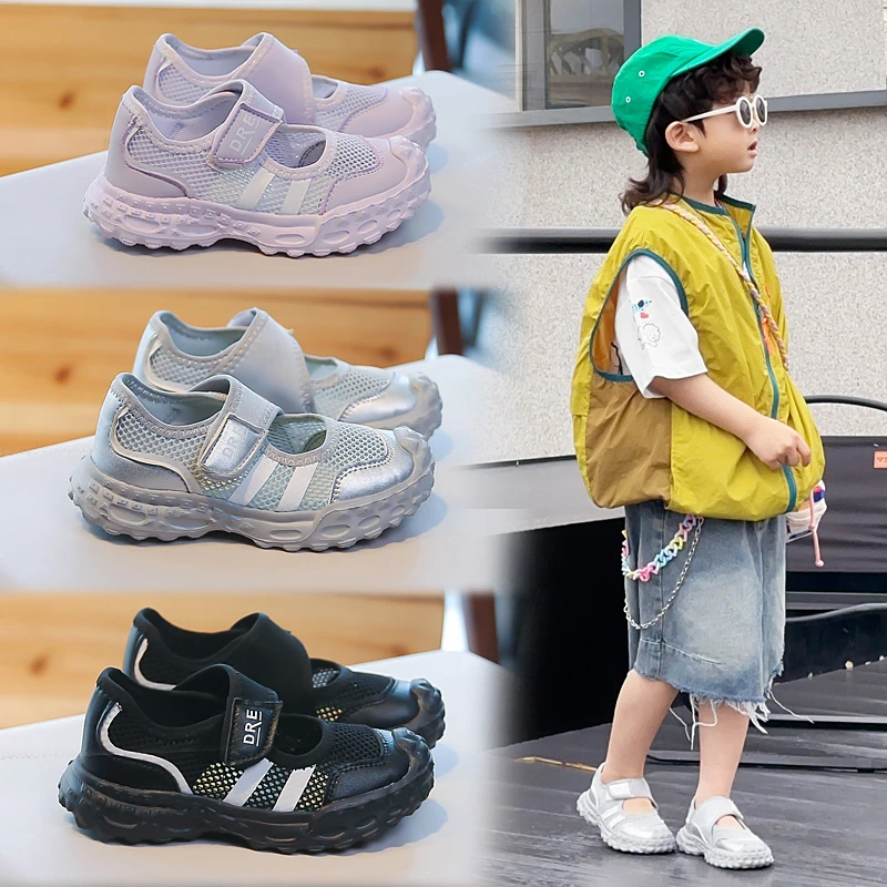 

Boys Girls Kids Mesh Sandals Hollow Sports Shoes Soft Non-Slip Outdoor Beach Sneakers Summer Casual Walking Shoes for Children