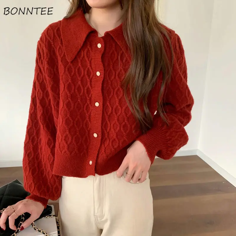 Cardigan Women Retro Vintage Elegant Stretchy All-match Casual Solid Simple Basic Spring Кардиган Женский Korean Fashion Cozy