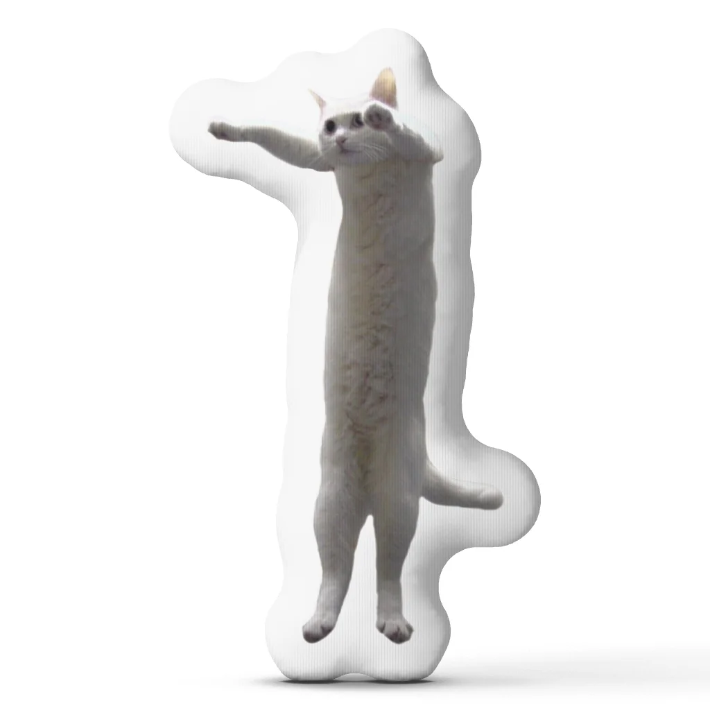 Long Cat Meme Funny Standing Plush Pillow Shaped Cat Cushion Stuffed Throw Pillow Cat Lover Gift for Sofa Bedroom Home Decor