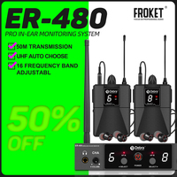 Debra UHF ER-480 In-Ear Wireless Monitoring System Dual Channel Multiple Transmitter For Small Concerts Home Theater