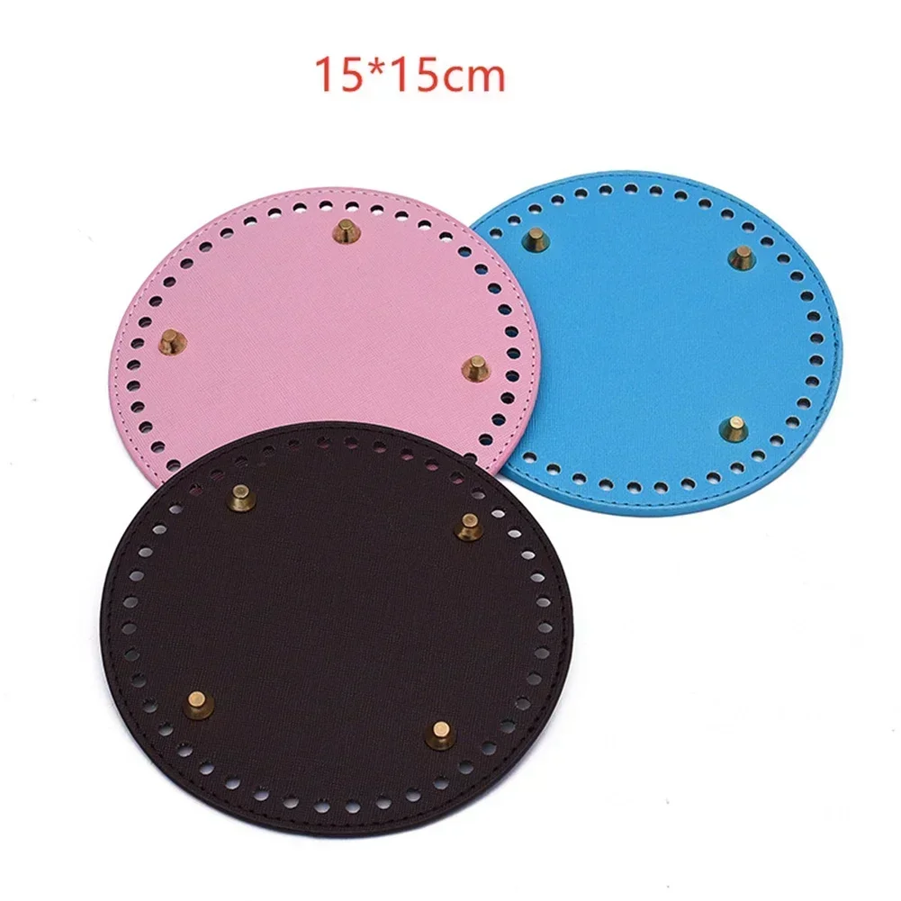 15*15cm Round Bottom For Knitted Bag PU Leather Bag Base With Holes DIY Handmade Bag Bottom Crochet Bag Bottom Accessories