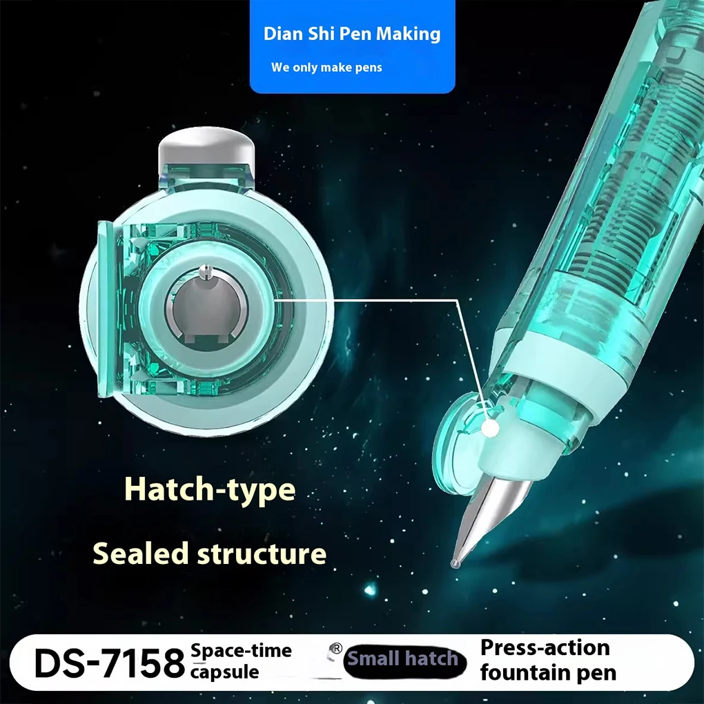 

Retractable Fountain Pen Blue Ink Perfection Clictek Push Action Fountain Pen Blue with 5 Ink Refills