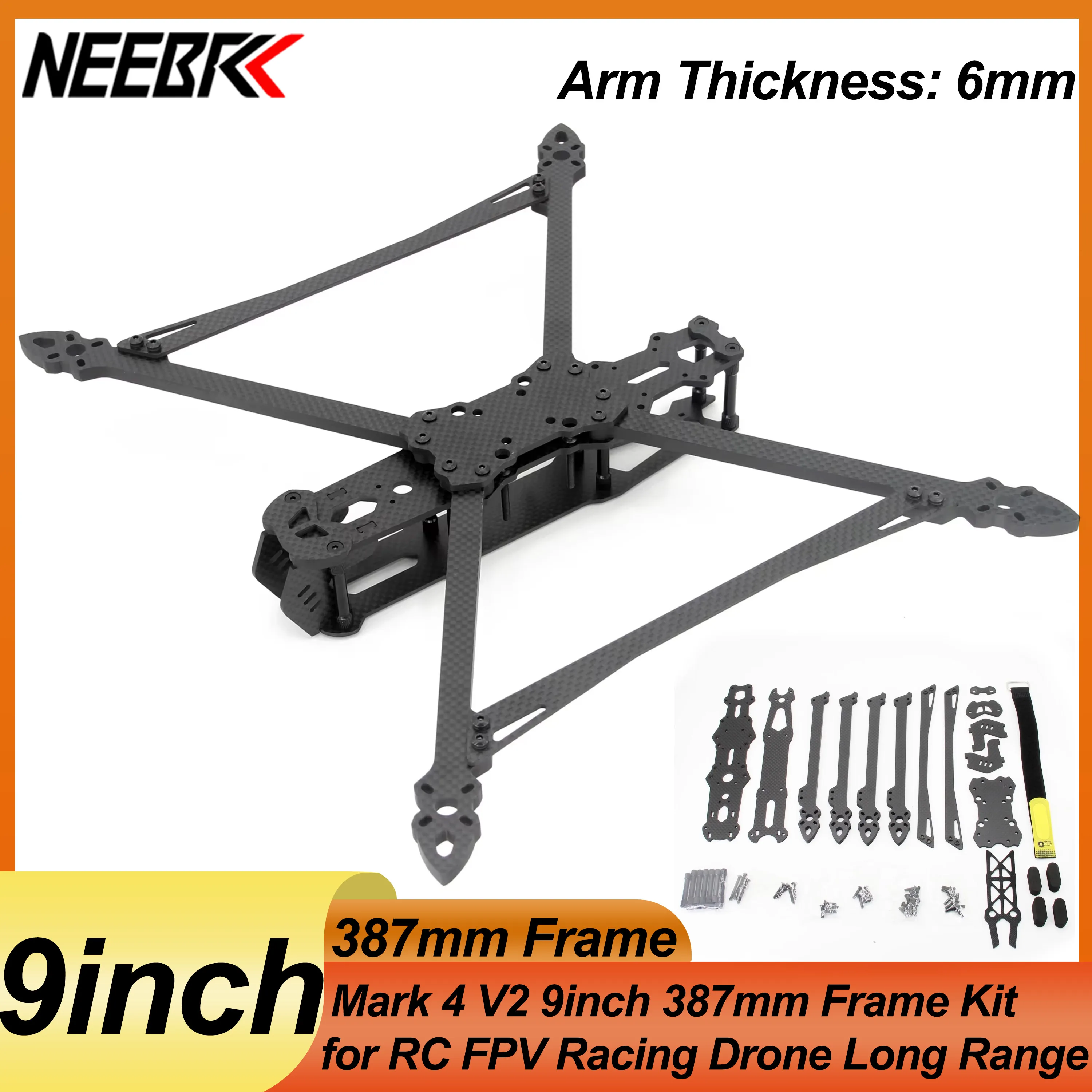 

Mark4 V2 9inch Carbon Fiber Frame Kit 387mm for RC FPV Drone Quadcopter Racing Plane X-CLASS Long Range Durable Model Parts