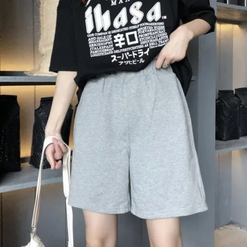 

Спортивные шорты женские чистые хипстерские женские корейские Harajuku стильные пара прямой дизайн уличная одежда летние унисекс Ins Basic Femme