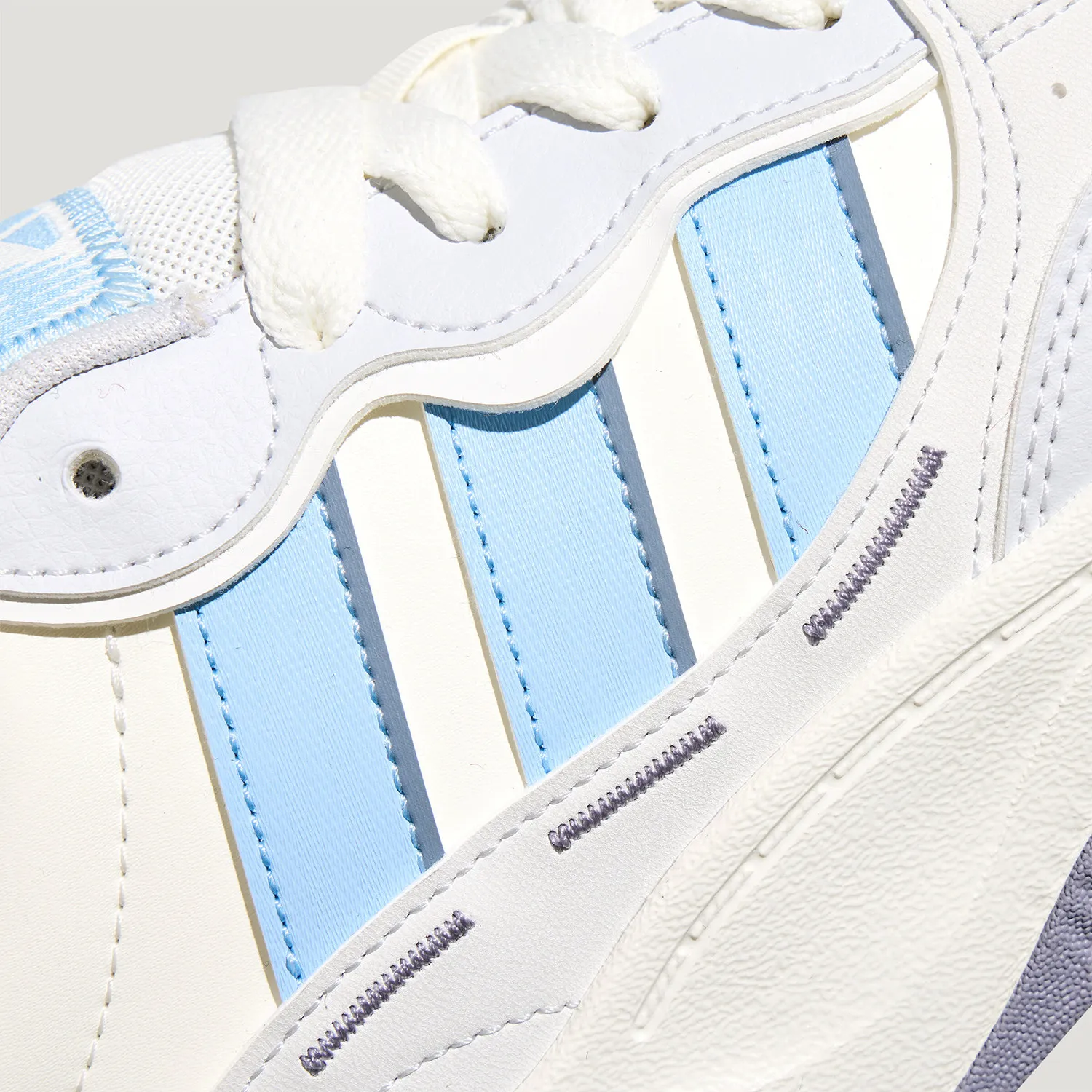 Adidas KZ6684 White Light Blue Skate Shoes Three Stripes Synthetic Upper Low Top Thick Rubber Sole Casual Daily Walking Sneakers