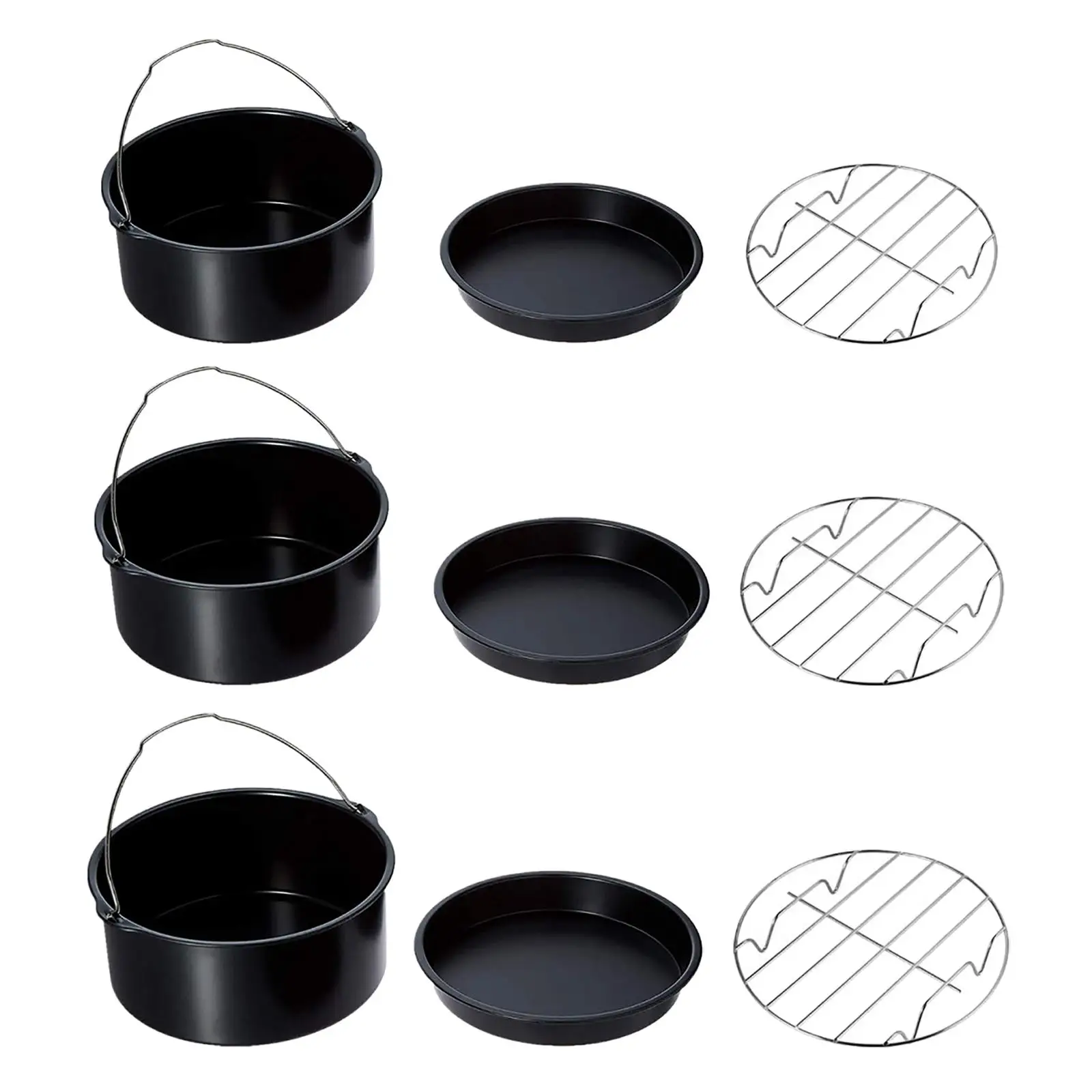 Set of 3 Stainless Steel Air Fryer Accessories Set for BBQ Household Kitchen