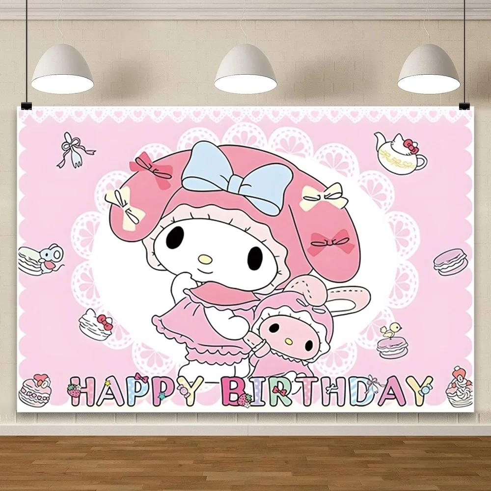 My Melody Photo Backdrop Background For Photography Baby Shower Girl Birthday Decoration Props Party Kids Supplies Photoshoot