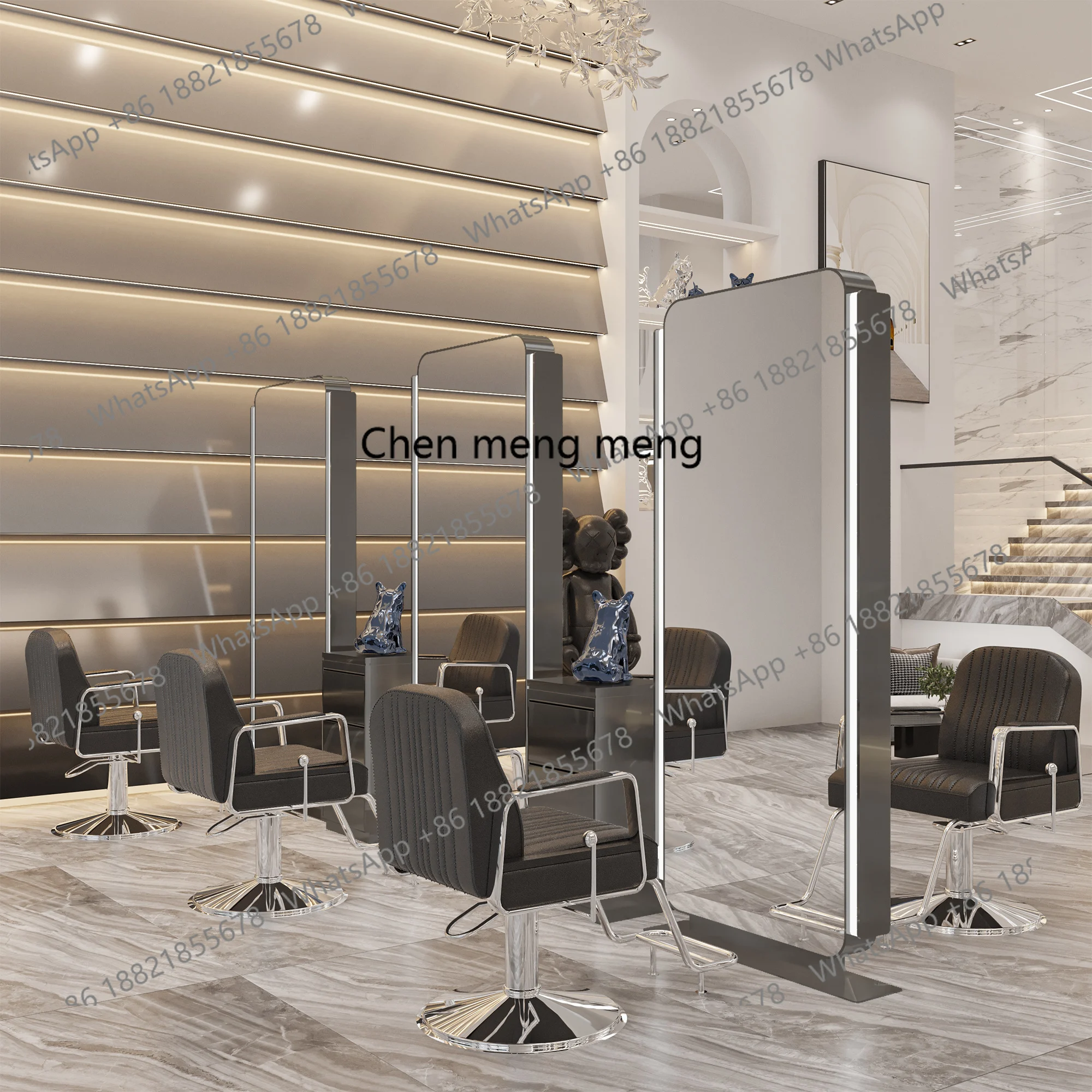 

New Hair Salon Mirror Stand Double-Sided Haircut Floor-Standing Perm and Dye Mirror