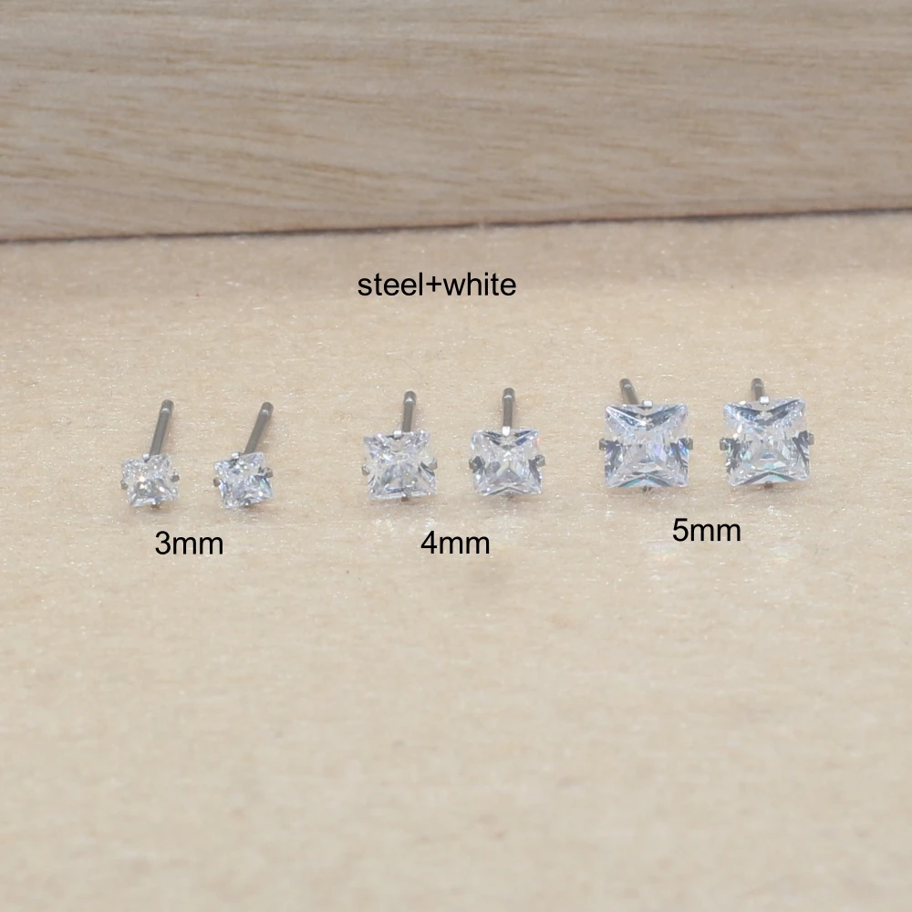 Picture 4: Hypoallergenic 3/4/5mm Push-back Stud Earrings 316l Stianless Steel Needle Brief Jewelry For Choose