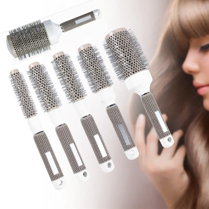 6 Size Ceramic Ion Hair Brush Nano Hairbrush Thermal Ceramic Ion Round Comb Hairdressing Hair Salon Styling Drying Curling