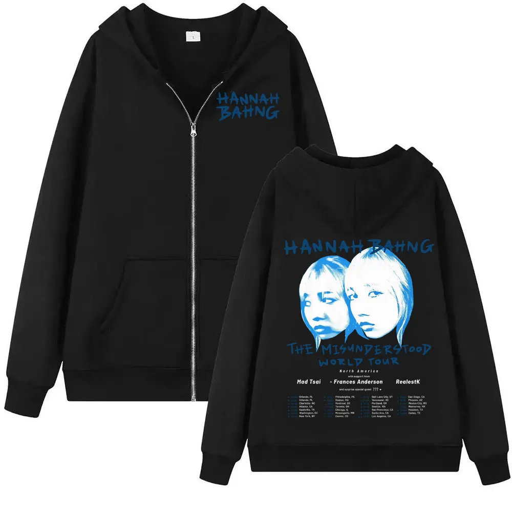 

Модная повседневная толстовка-худи унисекс в стиле хип-хоп с молнией от Singer Hannah Bahng, весна-осень 2026