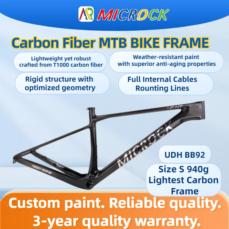 

T1000 Carbon Fiber HT MTB Bike Frame 29er Boost 148x12mm BB92 920g Mountain Bike Carbon Frame UDH hanger Internal Rounting