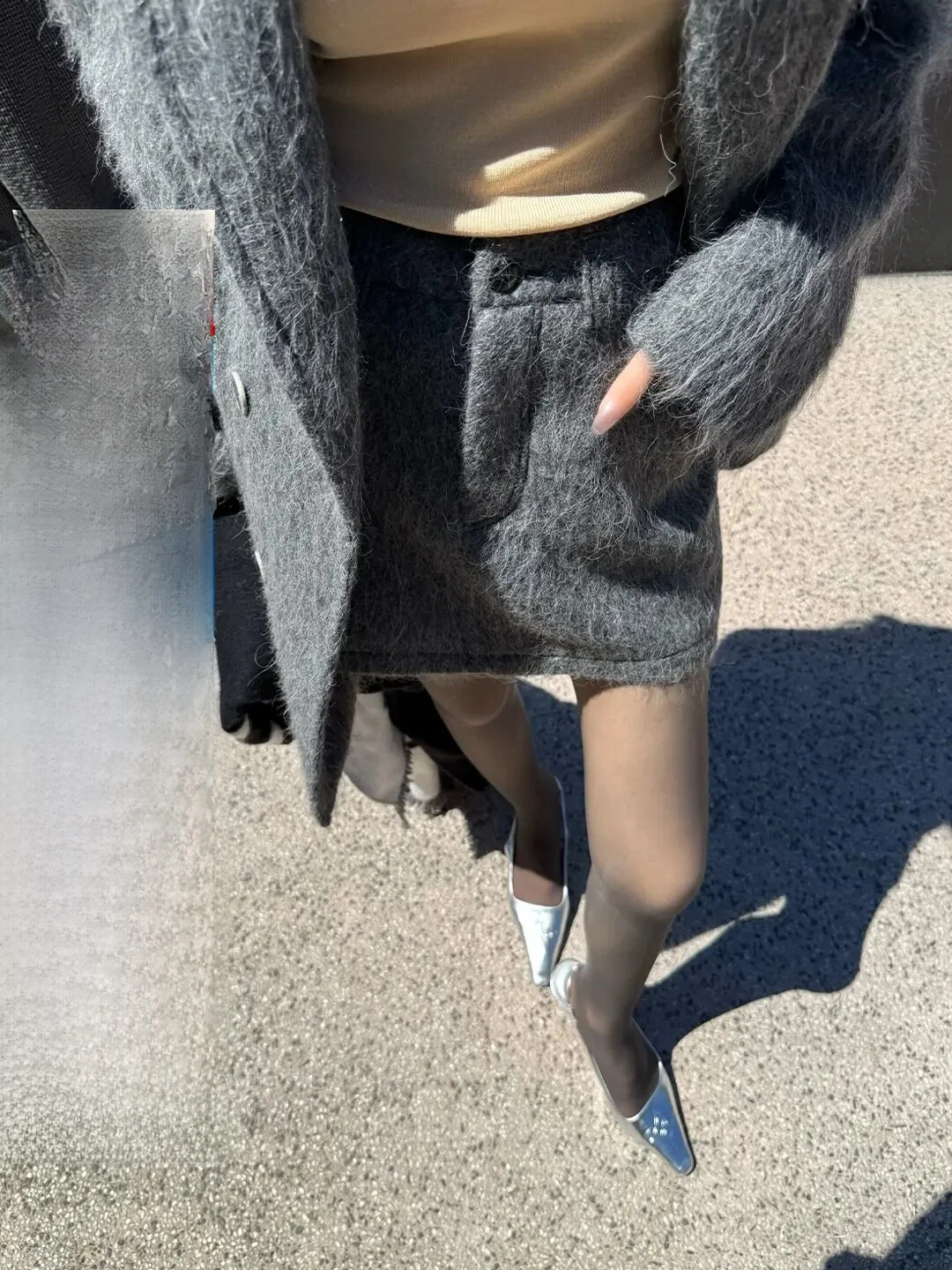 

Alin A-Line Skirt Women's Winter ey Slimming Versatile Camel Hair High Waist Straight Cut Casual Sle Faionable Skirt