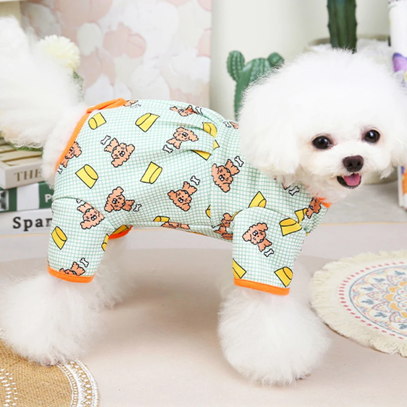 Autumn Winter Pet Dog Jumpsuit Cute Animal Print Warm Dog Clothes Four Legs Pajamas Chihuahua Yorkie Clothing Cat Puppy Costume