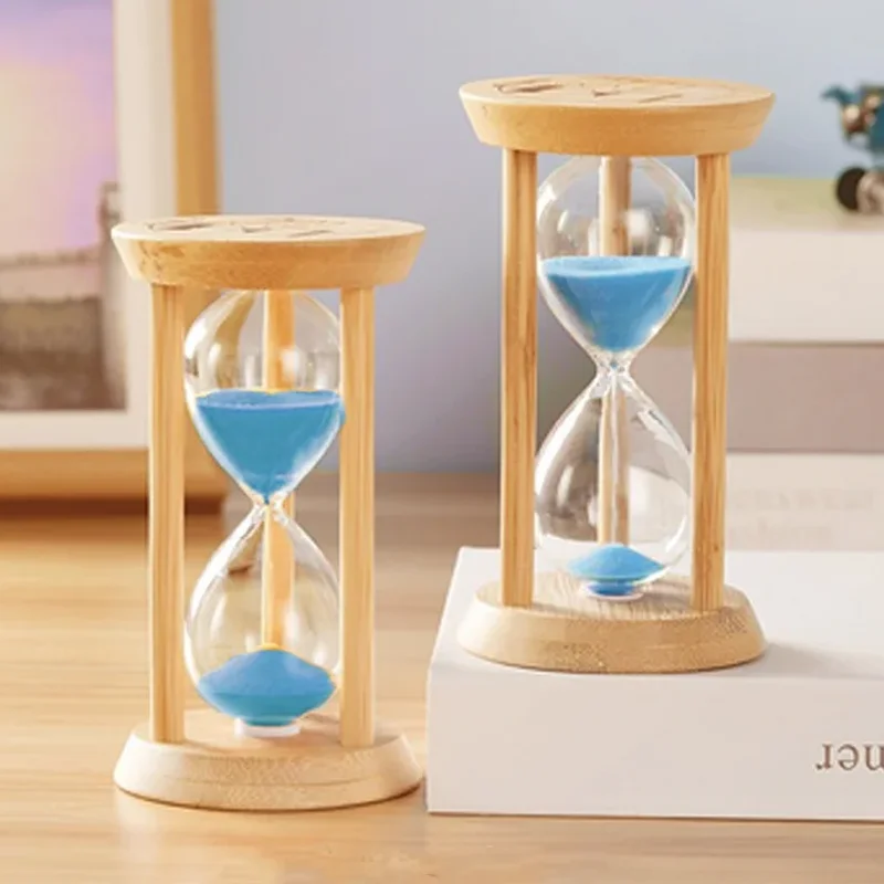 1-30 Minutes Wooden Fluorescence Hourglass Timer Home Decor Sand Clock Creative Sandglass Kitchen Cooking Glass Timekeeper Gifts